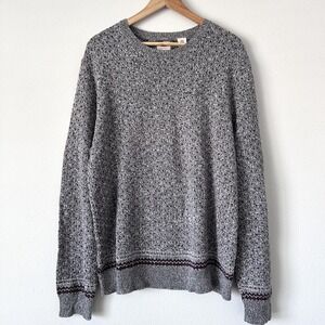 Levi Strauss XXL Men's Sweater‎ Gray White Burgundy Hearts Pattern Long Sleeve